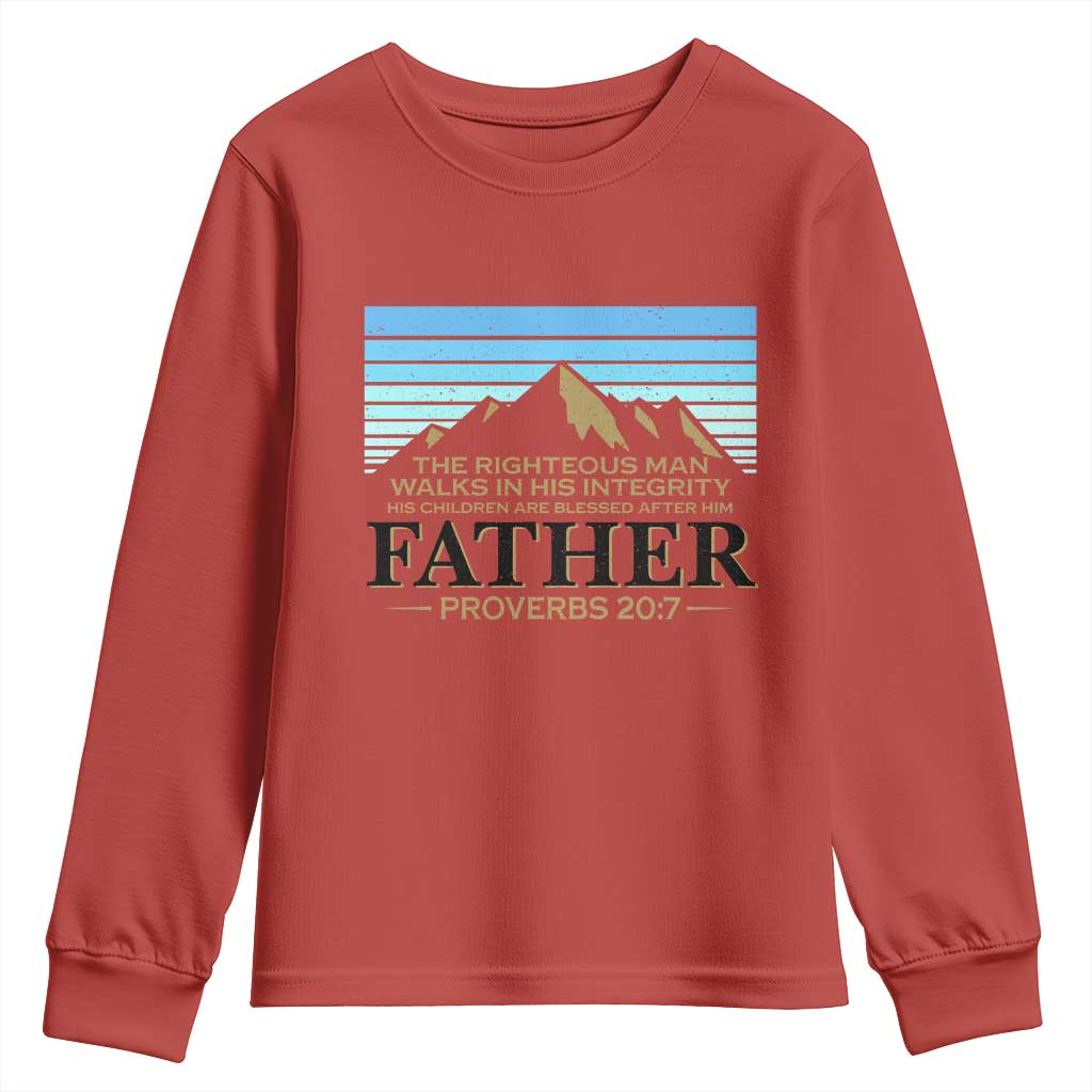 Funny Christian Father Youth Sweatshirt The Righteous Man Walks In His Integrity Fathers Day TS11 Red Print Your Wear