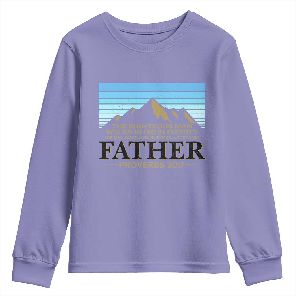 Funny Christian Father Youth Sweatshirt The Righteous Man Walks In His Integrity Fathers Day TS11 Violet Print Your Wear