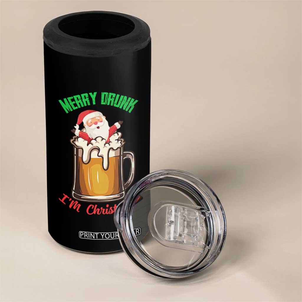 Funny Christmas Beer 4 in 1 Can Cooler Tumbler Merry Drunk I'm Xmas Wasted Santa TS11 Print Your Wear