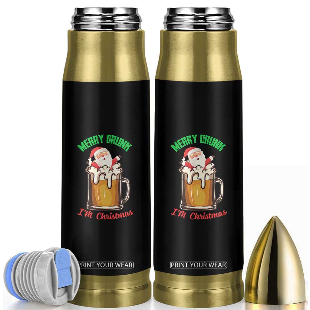 Funny Christmas Beer Bullet Tumbler Merry Drunk I'm Xmas Wasted Santa TS11 Black Print Your Wear