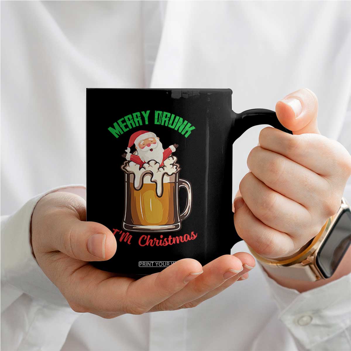 Funny Christmas Beer Coffee Mug Merry Drunk I'm Xmas Wasted Santa TS11 Print Your Wear