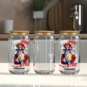 Funny Christmas Beer Glass Can I Want You To Get Me A Beer Santa Uncle Sam TS11 Print Your Wear