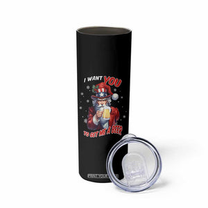 Funny Christmas Beer Skinny Tumbler I Want You To Get Me A Beer Santa Uncle Sam TS11 Print Your Wear