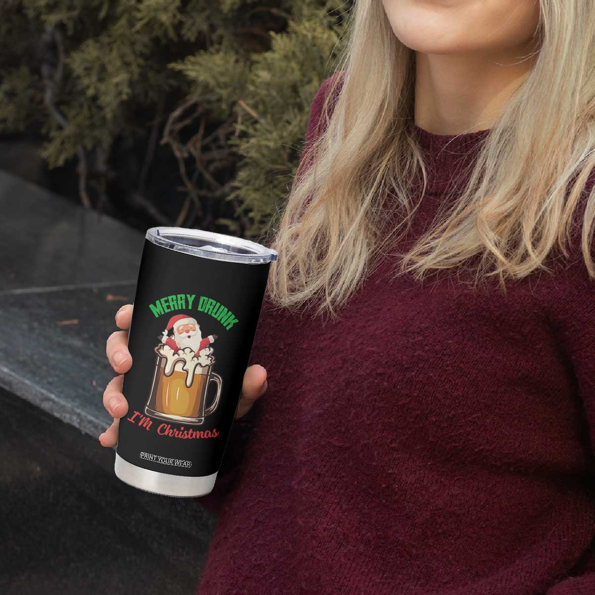 Funny Christmas Beer Tumbler Cup Merry Drunk I'm Xmas Wasted Santa TS11 Print Your Wear