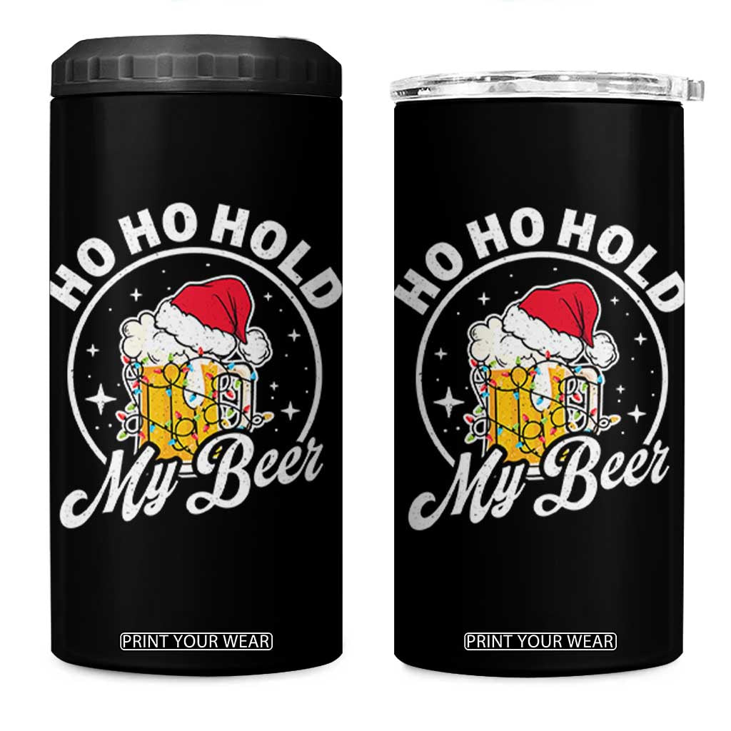 Funny Christmas Beers 4 in 1 Can Cooler Tumbler Ho Ho Hold My Beer Vintage Mug Santa Hat TS11 One Size: 16 oz Black Print Your Wear