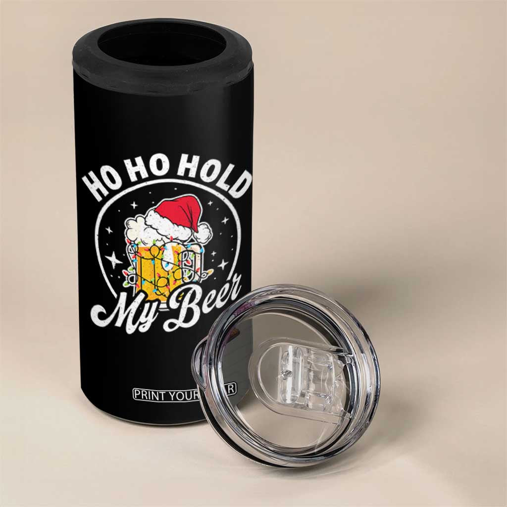 Funny Christmas Beers 4 in 1 Can Cooler Tumbler Ho Ho Hold My Beer Vintage Mug Santa Hat TS11 Print Your Wear