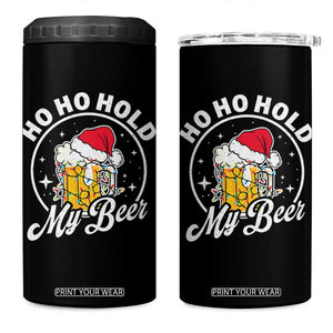 Funny Christmas Beers 4 in 1 Can Cooler Tumbler Ho Ho Hold My Beer Vintage Mug Santa Hat TS11 One Size: 16 oz Black Print Your Wear