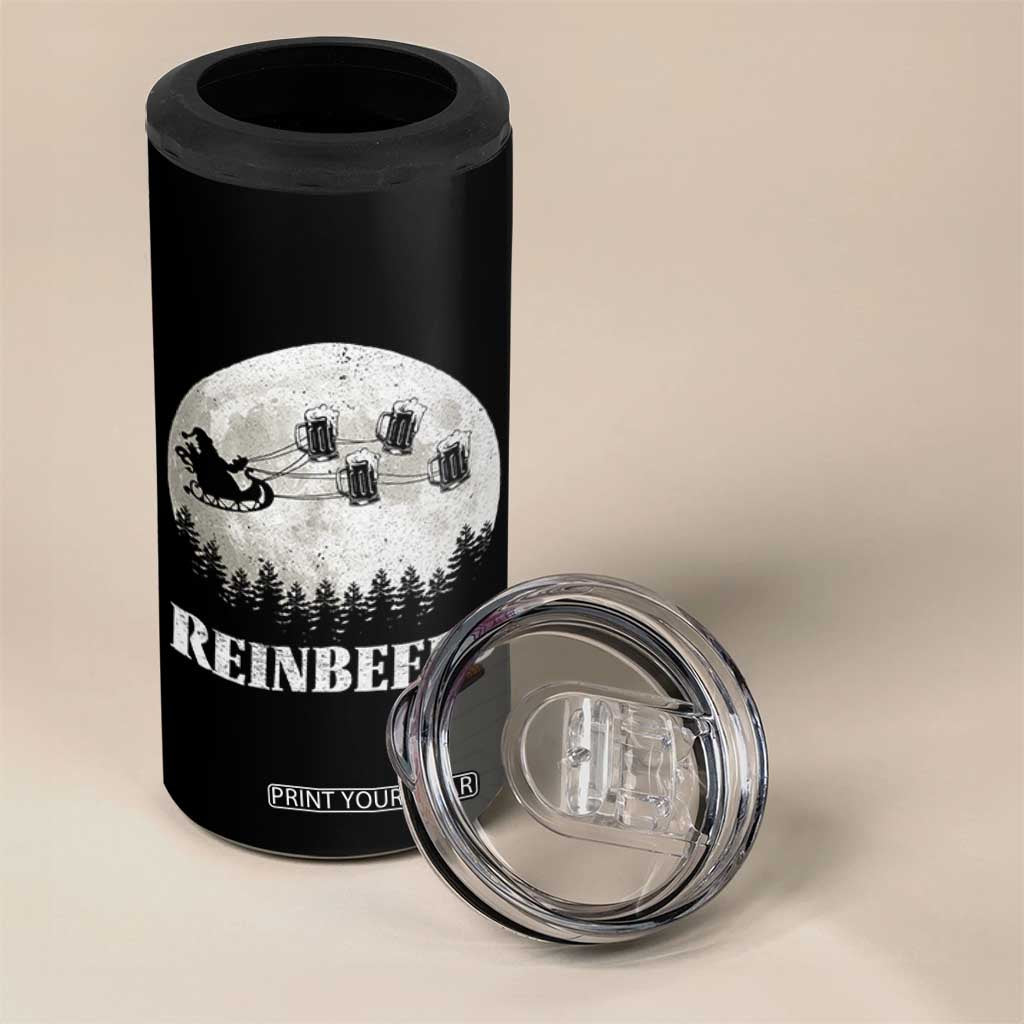 Funny Christmas Beers 4 in 1 Can Cooler Tumbler Reinbeers Santa Sleigh Moon TS11 Print Your Wear
