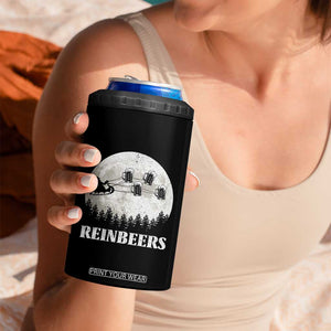 Funny Christmas Beers 4 in 1 Can Cooler Tumbler Reinbeers Santa Sleigh Moon TS11 Print Your Wear