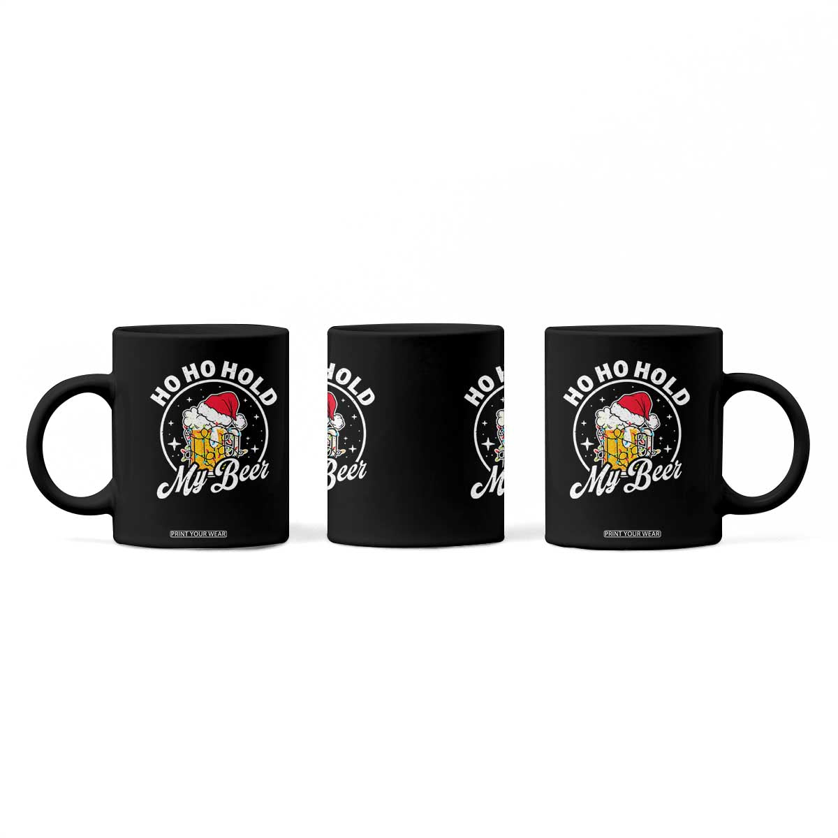 Funny Christmas Beers Coffee Mug Ho Ho Hold My Beer Vintage Mug Santa Hat TS11 Print Your Wear