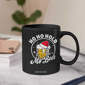 Funny Christmas Beers Coffee Mug Ho Ho Hold My Beer Vintage Mug Santa Hat TS11 Print Your Wear