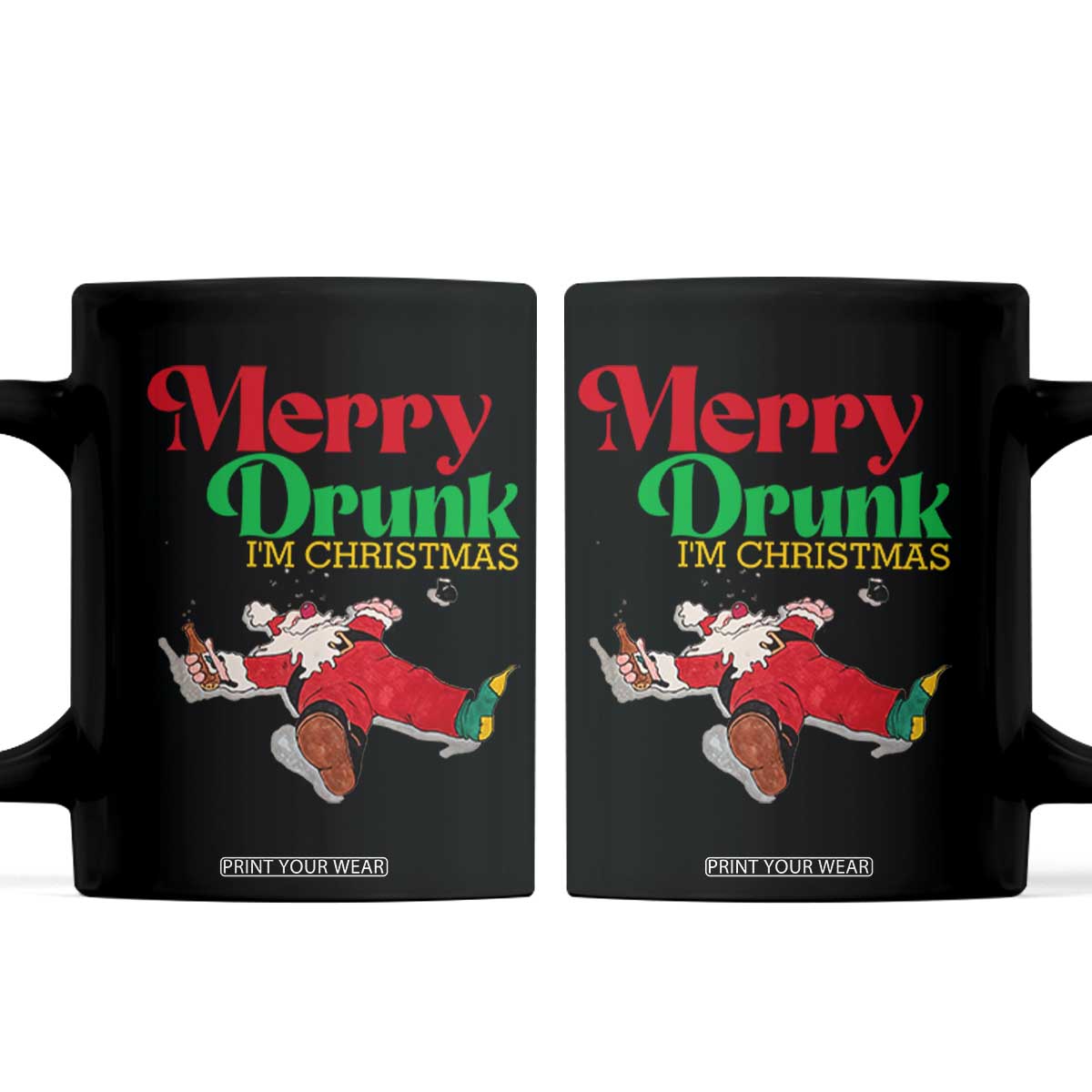 Funny Christmas Beers Coffee Mug Merry Drunk I'm Christmas Santa TS11 Black Print Your Wear