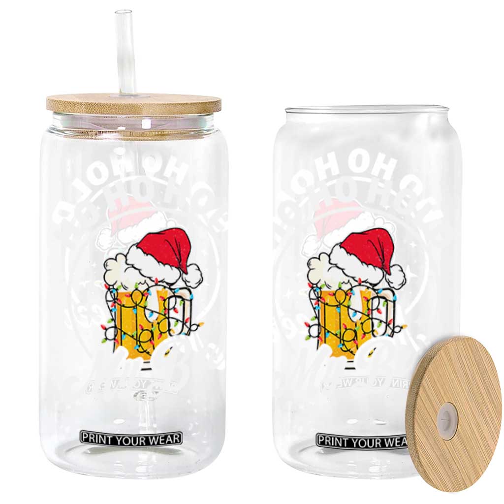 Funny Christmas Beers Glass Can Ho Ho Hold My Beer Vintage Mug Santa Hat TS11 Black Print Your Wear