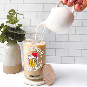 Funny Christmas Beers Glass Can Ho Ho Hold My Beer Vintage Mug Santa Hat TS11 Print Your Wear