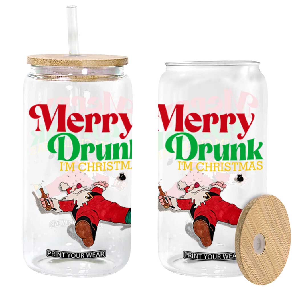 Funny Christmas Beers Glass Can Merry Drunk I'm Christmas Santa TS11 Black Print Your Wear
