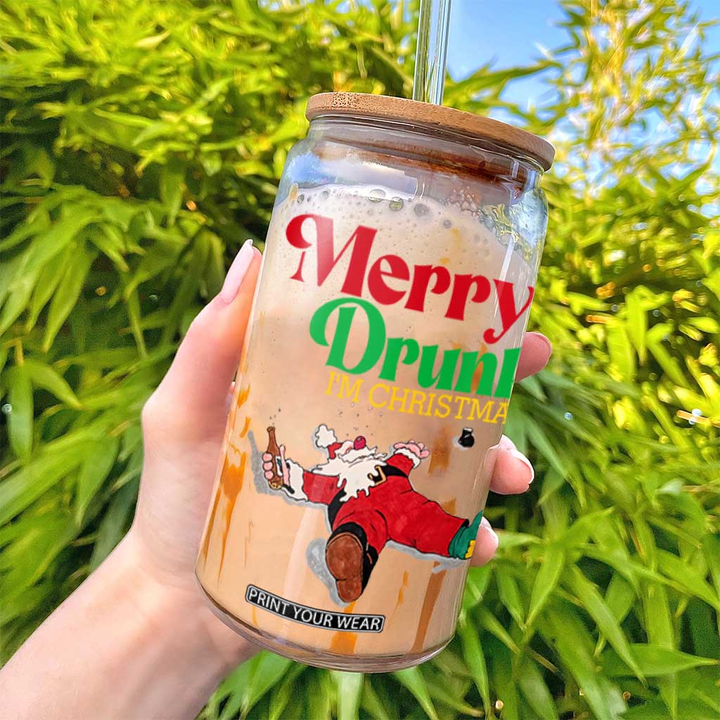 Funny Christmas Beers Glass Can Merry Drunk I'm Christmas Santa TS11 Print Your Wear