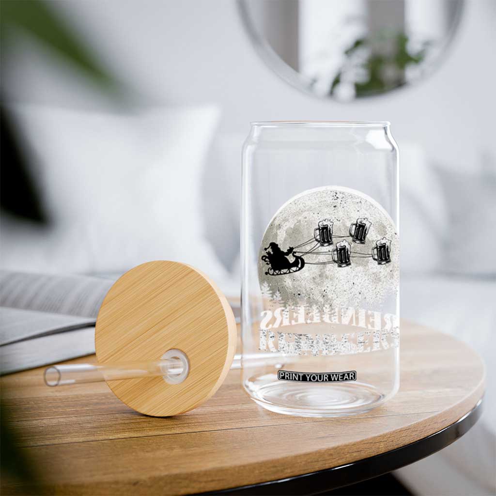 Funny Christmas Beers Glass Can Reinbeers Santa Sleigh Moon TS11 Print Your Wear