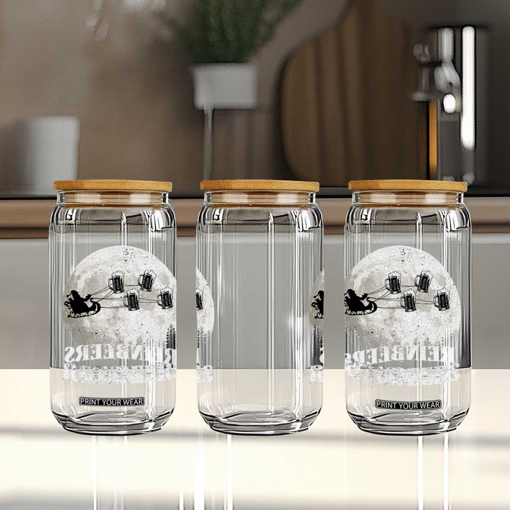 Funny Christmas Beers Glass Can Reinbeers Santa Sleigh Moon TS11 Print Your Wear