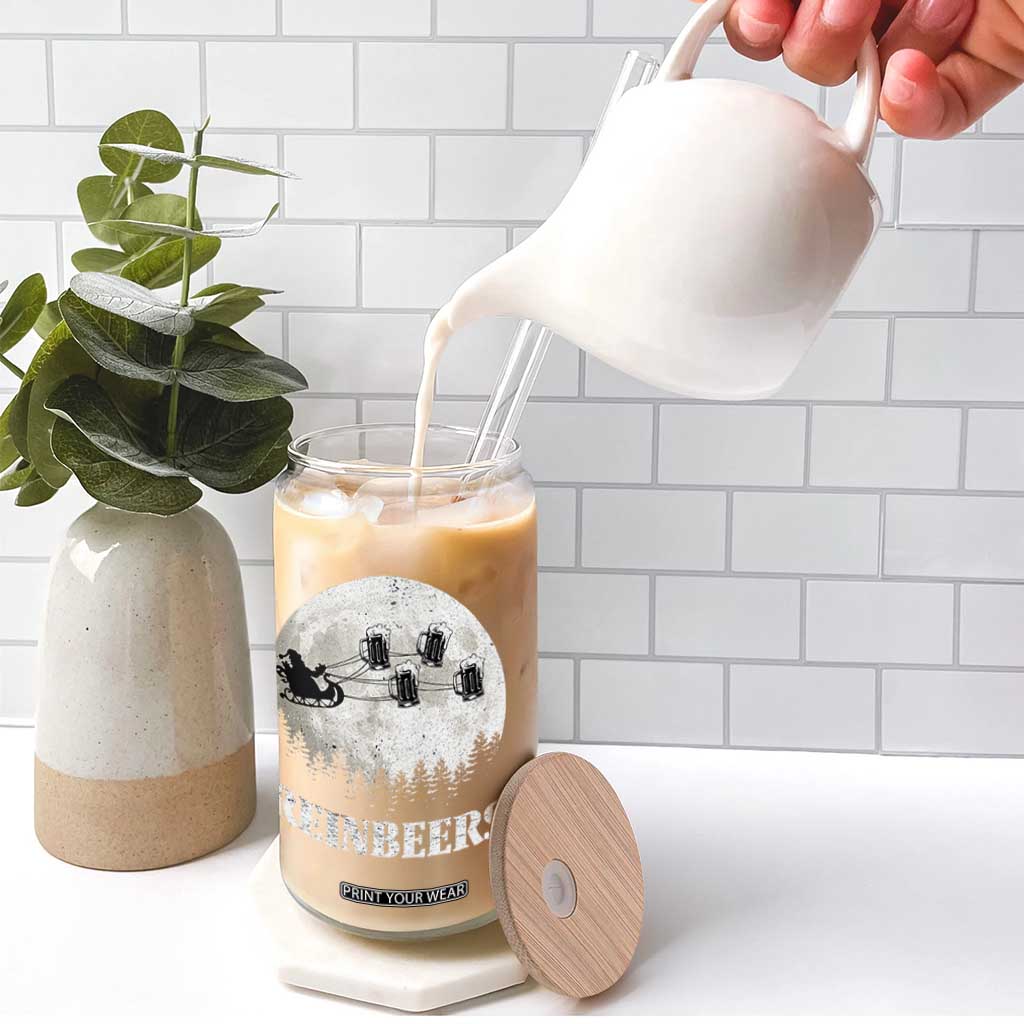 Funny Christmas Beers Glass Can Reinbeers Santa Sleigh Moon TS11 Print Your Wear