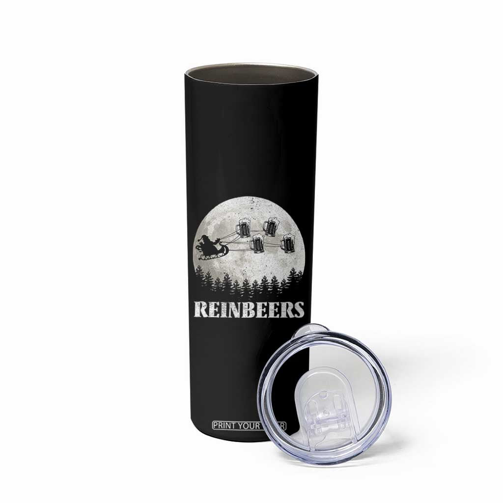 Funny Christmas Beers Skinny Tumbler Reinbeers Santa Sleigh Moon TS11 Print Your Wear