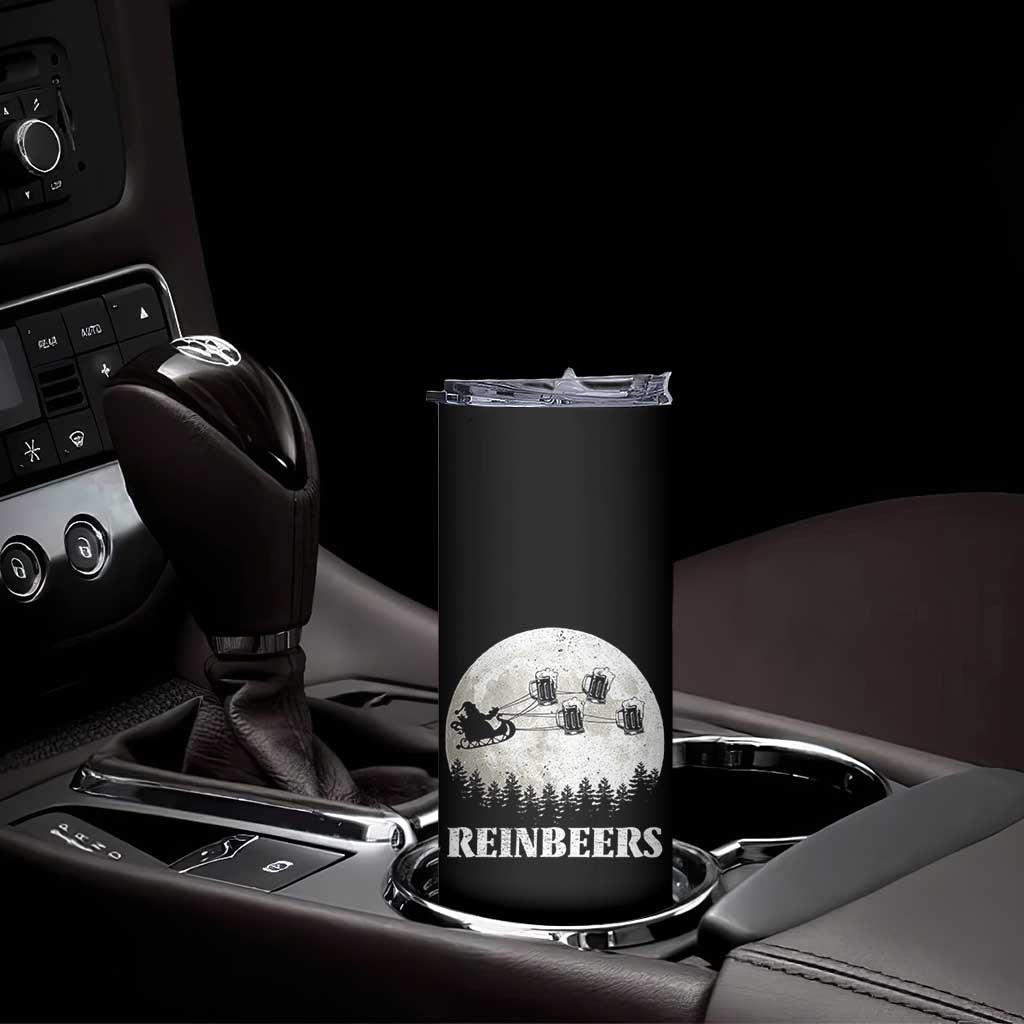 Funny Christmas Beers Skinny Tumbler Reinbeers Santa Sleigh Moon TS11 Print Your Wear