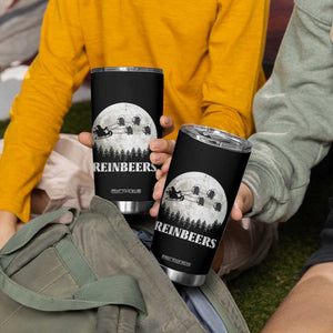 Funny Christmas Beers Tumbler Cup Reinbeers Santa Sleigh Moon TS11 Print Your Wear