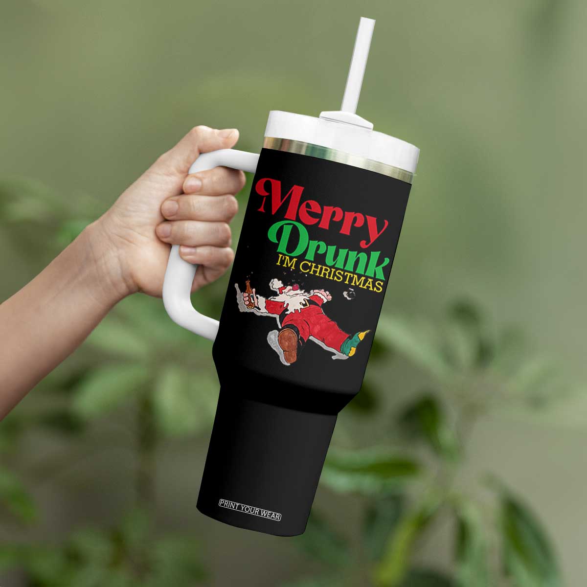 Funny Christmas Beers Tumbler With Handle Merry Drunk I'm Christmas Santa TS11 Print Your Wear