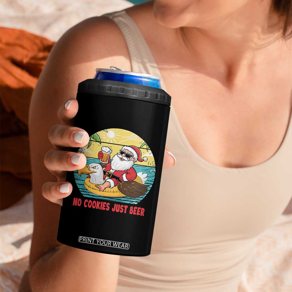 Funny Christmas In July 4 in 1 Can Cooler Tumbler No Cookies Just Beer Santa Summer Season Eagle Float TS11 Print Your Wear
