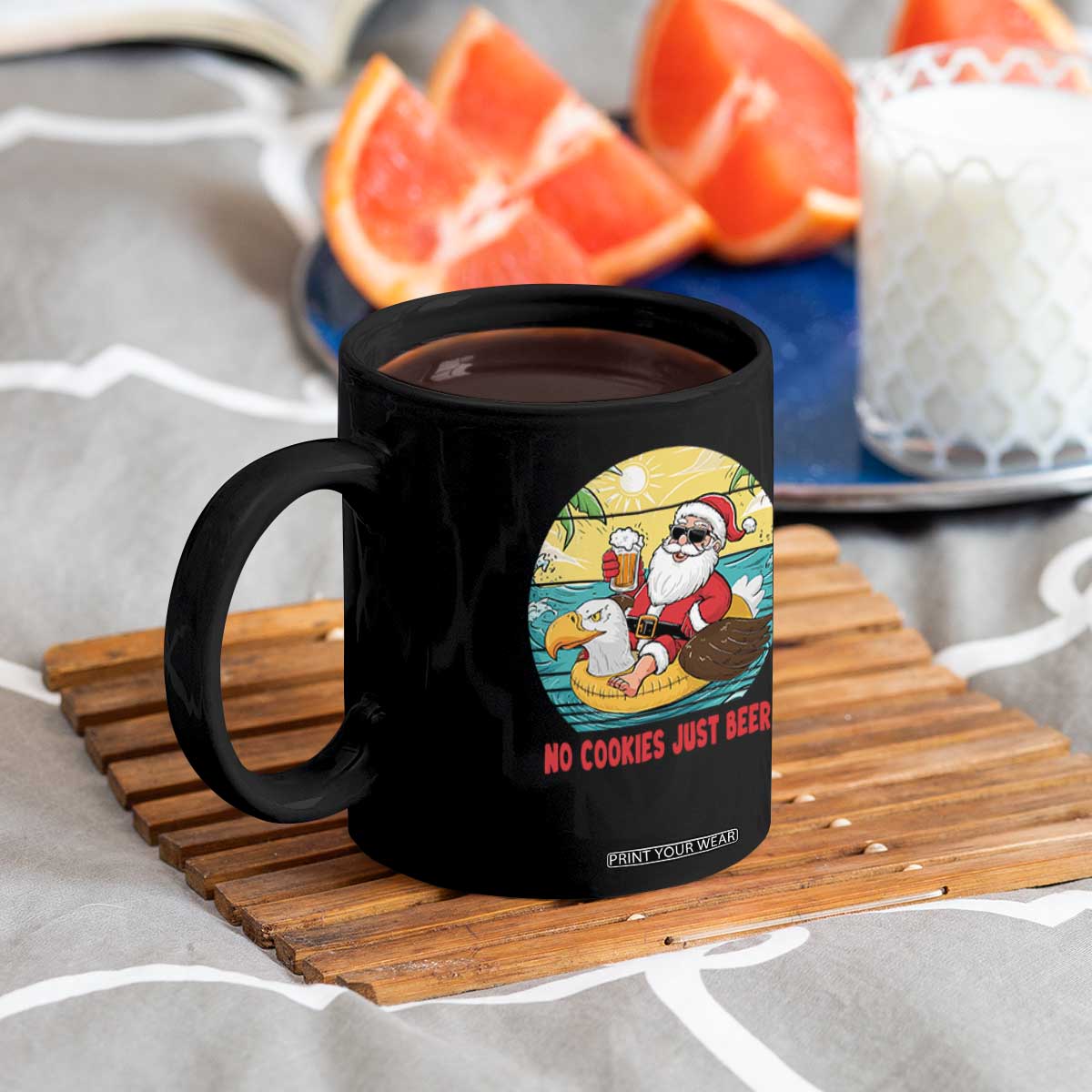 Funny Christmas In July Coffee Mug No Cookies Just Beer Santa Summer Season Eagle Float TS11 Print Your Wear