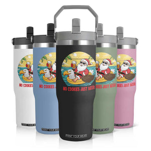 Funny Christmas In July Flip Straw Tumbler No Cookies Just Beer Santa Summer Season Eagle Float TS11 Print Your Wear