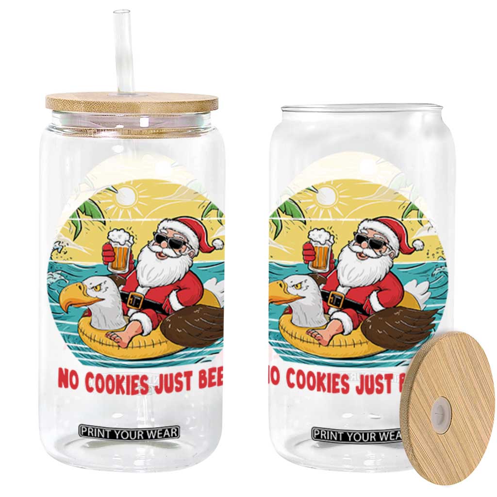 Funny Christmas In July Glass Can No Cookies Just Beer Santa Summer Season Eagle Float TS11 Black Print Your Wear