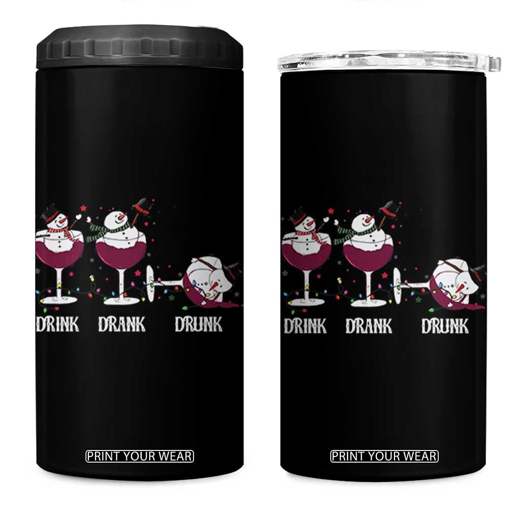 Funny Christmas Wine 4 in 1 Can Cooler Tumbler Drink Drank Drunk Snowman Xmas TS11 One Size: 16 oz Black Print Your Wear