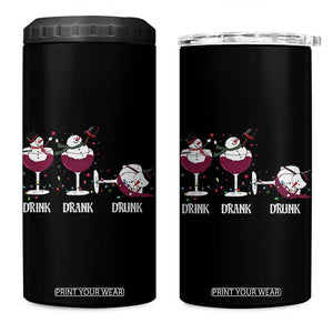 Funny Christmas Wine 4 in 1 Can Cooler Tumbler Drink Drank Drunk Snowman Xmas TS11 One Size: 16 oz Black Print Your Wear