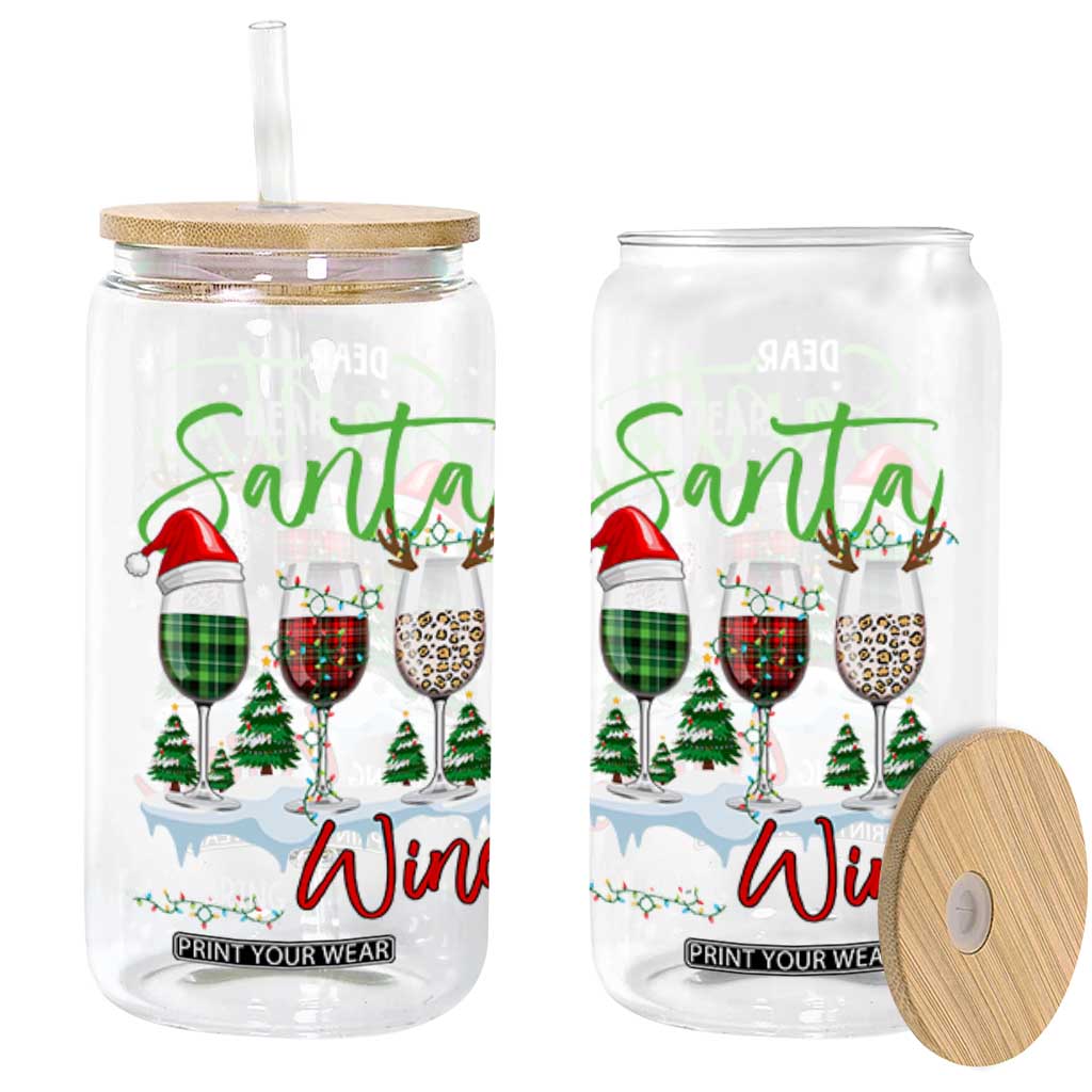 Funny Christmas Wine Glass Can Dear Santa Just Bring Wine Winter Holiday TS11 Black Print Your Wear