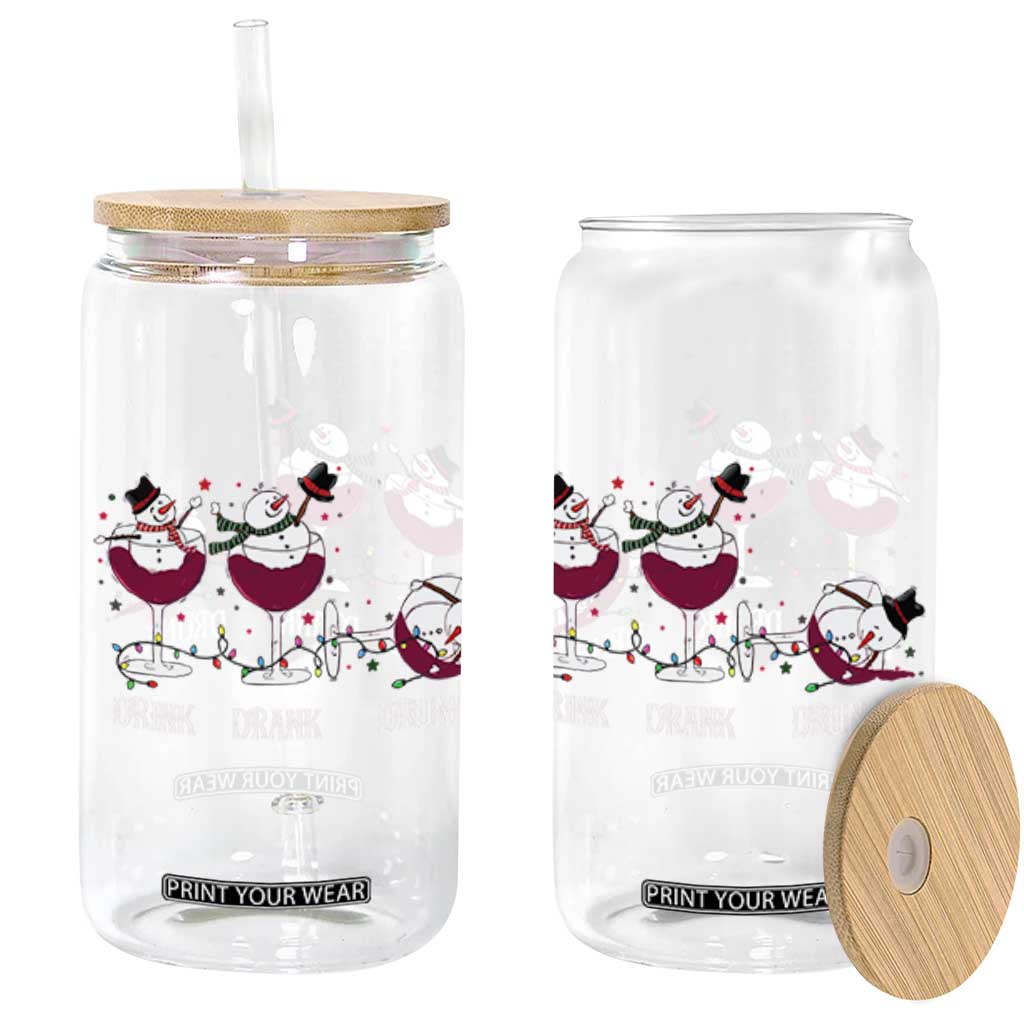 Funny Christmas Wine Glass Can Drink Drank Drunk Snowman Xmas TS11 Black Print Your Wear