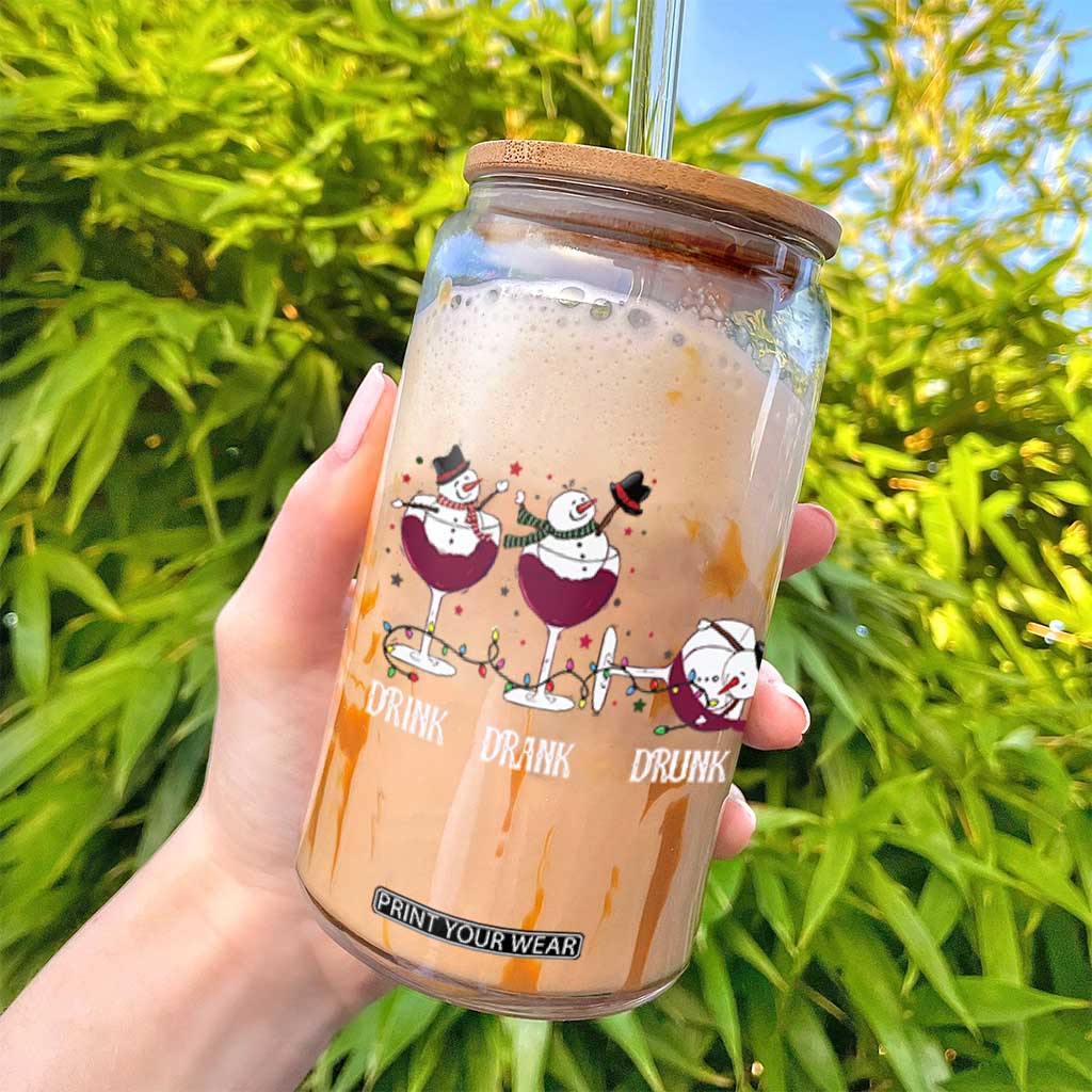 Funny Christmas Wine Glass Can Drink Drank Drunk Snowman Xmas TS11 Print Your Wear