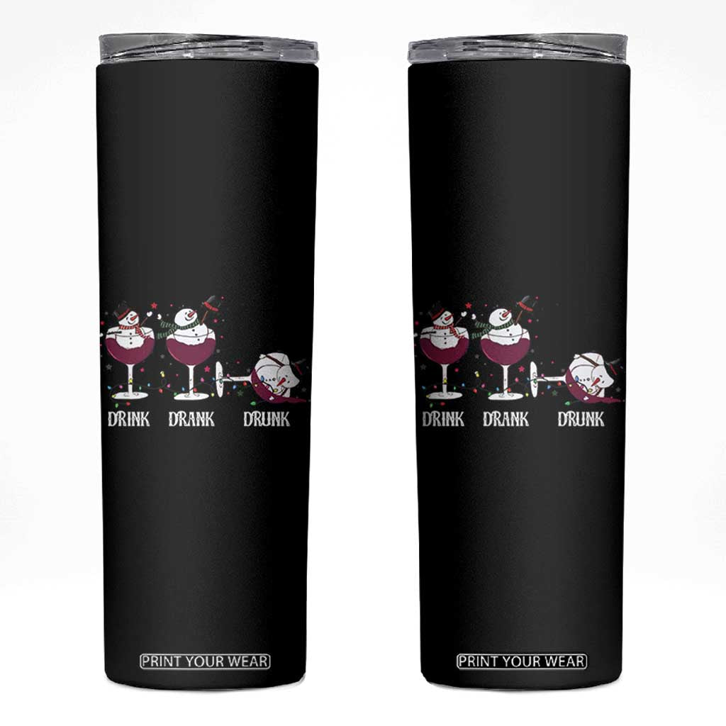 Funny Christmas Wine Skinny Tumbler Drink Drank Drunk Snowman Xmas TS11 Black Print Your Wear