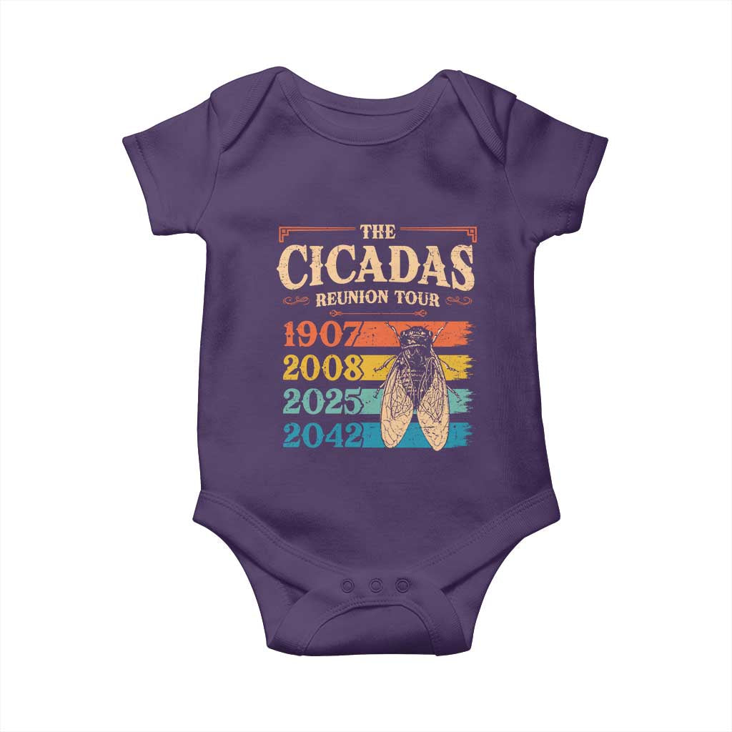 Funny Cicada Brood XIV 2025 Baby Onesie Periodical Cicada Tour 1907 2008 2042 TS11 Purple Print Your Wear