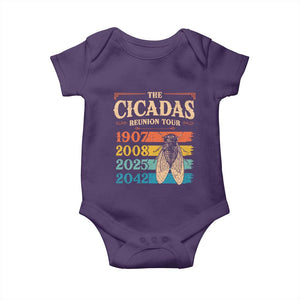 Funny Cicada Brood XIV 2025 Baby Onesie Periodical Cicada Tour 1907 2008 2042 TS11 Purple Print Your Wear