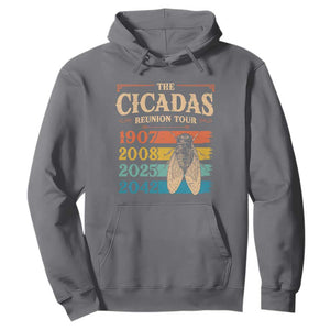 Funny Cicada Brood XIV 2025 Hoodie Periodical Cicada Tour 1907 2008 2042 TS11 Charcoal Print Your Wear