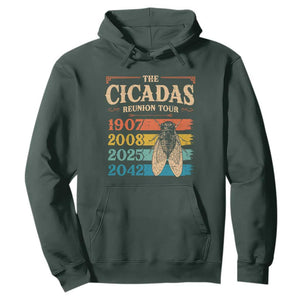 Funny Cicada Brood XIV 2025 Hoodie Periodical Cicada Tour 1907 2008 2042 TS11 Dark Forest Green Print Your Wear