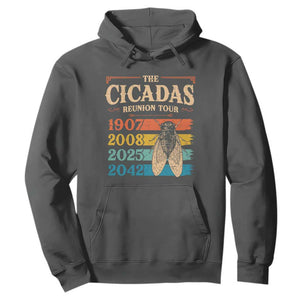 Funny Cicada Brood XIV 2025 Hoodie Periodical Cicada Tour 1907 2008 2042 TS11 Dark Heather Print Your Wear