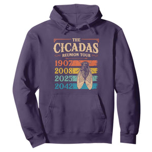 Funny Cicada Brood XIV 2025 Hoodie Periodical Cicada Tour 1907 2008 2042 TS11 Purple Print Your Wear