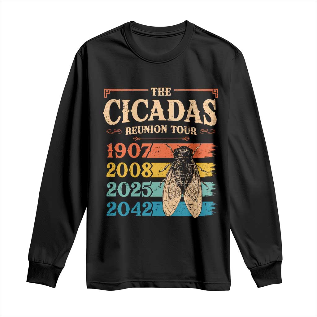Funny Cicada Brood XIV 2025 Long Sleeve Shirt Periodical Cicada Tour 1907 2008 2042 TS11 Black Print Your Wear
