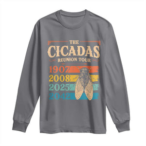 Funny Cicada Brood XIV 2025 Long Sleeve Shirt Periodical Cicada Tour 1907 2008 2042 TS11 Charcoal Print Your Wear
