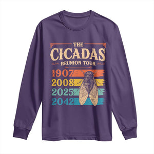 Funny Cicada Brood XIV 2025 Long Sleeve Shirt Periodical Cicada Tour 1907 2008 2042 TS11 Purple Print Your Wear