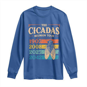 Funny Cicada Brood XIV 2025 Long Sleeve Shirt Periodical Cicada Tour 1907 2008 2042 TS11 Royal Blue Print Your Wear