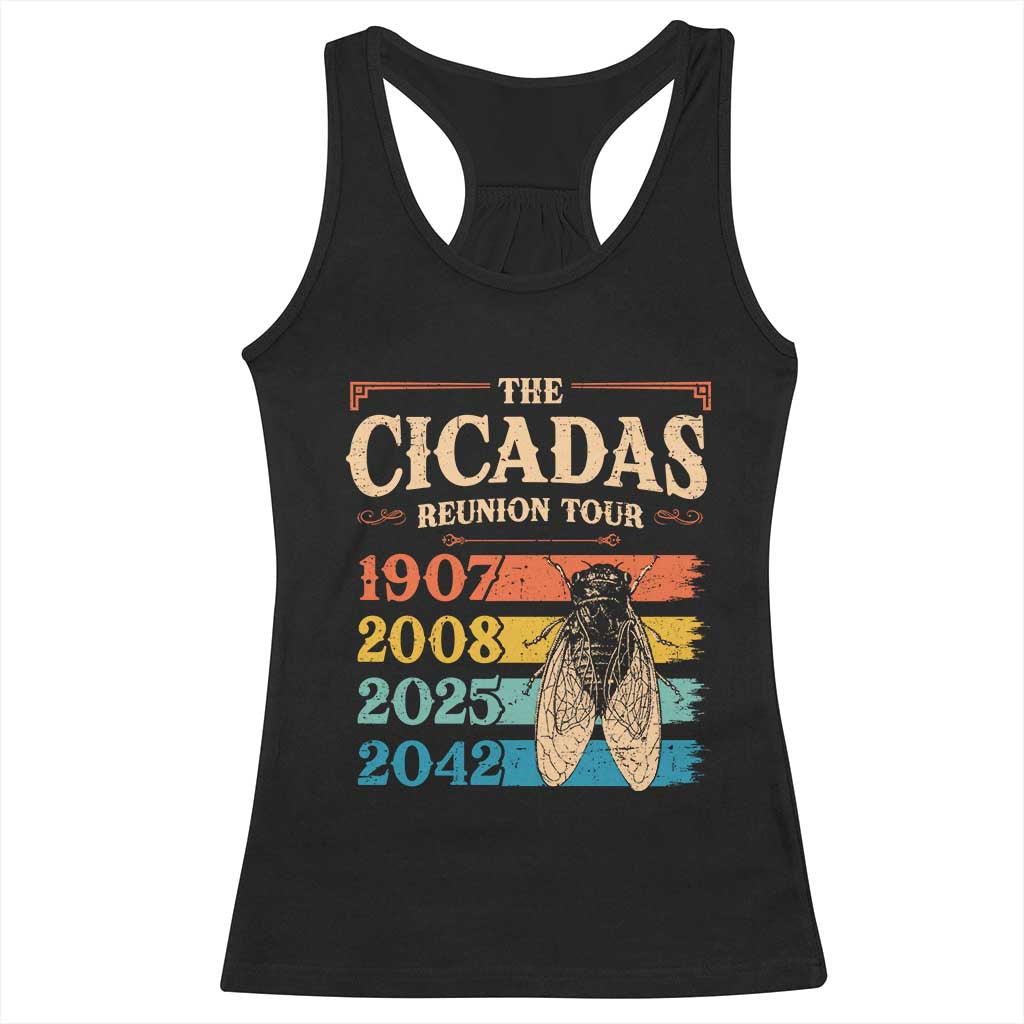 Funny Cicada Brood XIV 2025 Racerback Tank Top Periodical Cicada Tour 1907 2008 2042 TS11 Black Print Your Wear