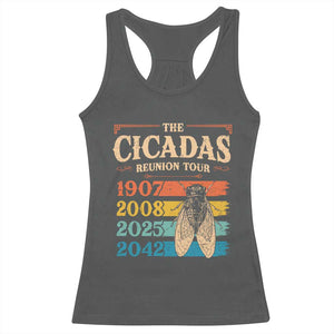 Funny Cicada Brood XIV 2025 Racerback Tank Top Periodical Cicada Tour 1907 2008 2042 TS11 Dark Heather Print Your Wear