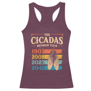 Funny Cicada Brood XIV 2025 Racerback Tank Top Periodical Cicada Tour 1907 2008 2042 TS11 Maroon Print Your Wear